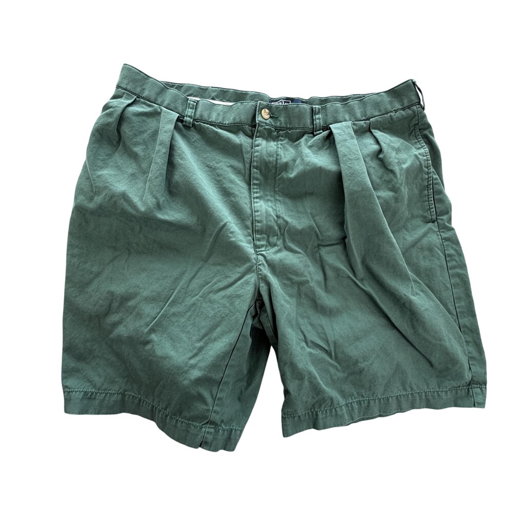 Vtg Polo Ralph Lauren Tyler Shorts Mens 37x8 Green Relaxed Fit Chino Pleated